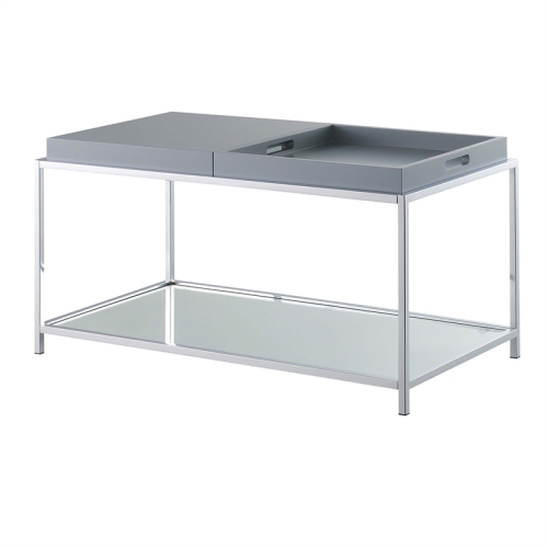 Convenience Concepts Palm Beach Coffee Table in Clear Glass and Chrome Metal