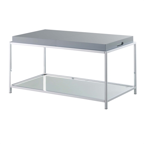 Convenience Concepts Palm Beach Coffee Table in Clear Glass and Chrome Metal