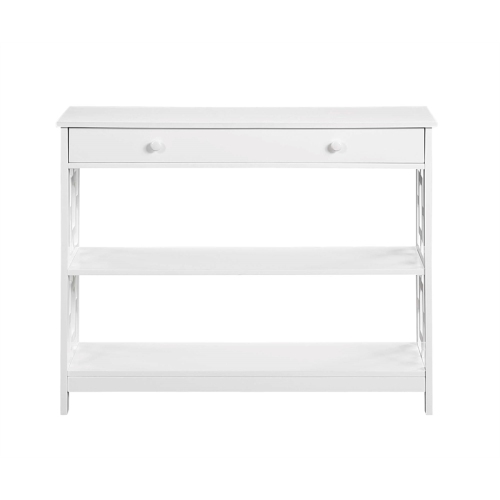 Convenience Concepts Town Square One-Drawer Console Table in White Wood Finish