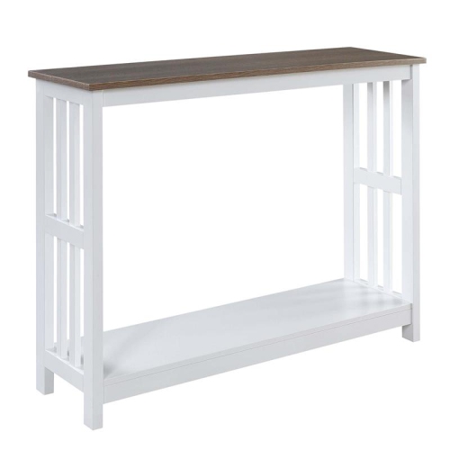 CONVENIENCE CONCEPTS  Mission Console Table In Wood Finish- Driftwood Top In White