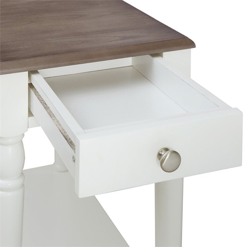 Pemberly Row One-Drawer End Table in Driftwood and White Wood Finish