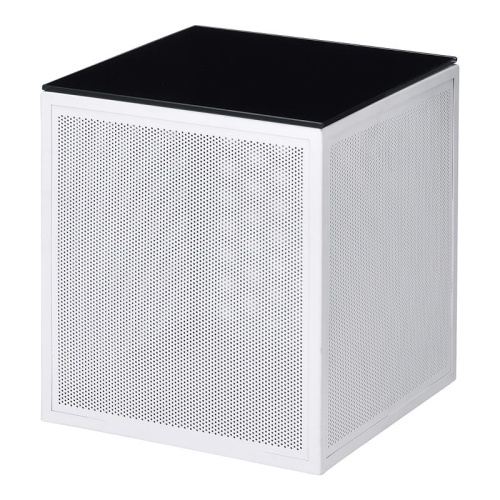Furniture of America Kelforia Contemporary Glass Top Side Table in White