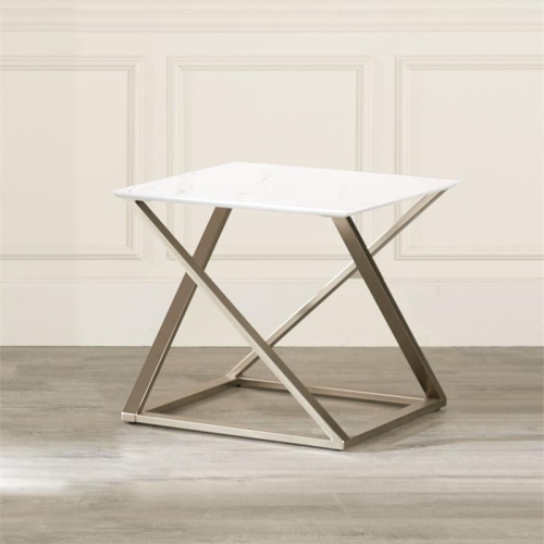 Steve Silver Zurich Square White Faux Marble Mixed Media End Table