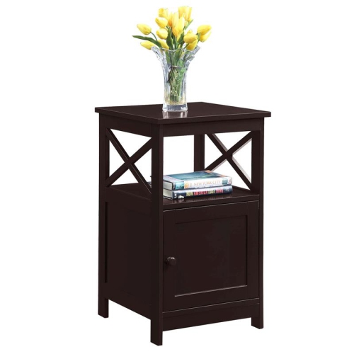 Convenience Concepts Oxford End Table with Cabinet in Espresso Wood Finish
