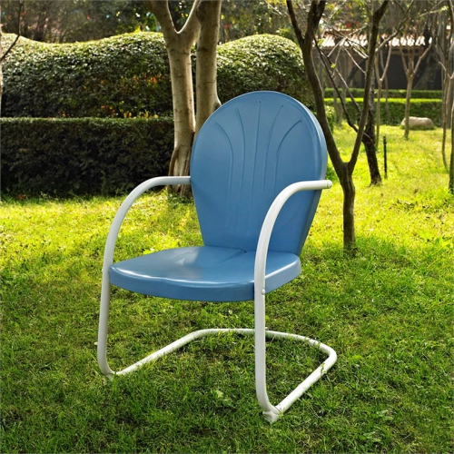 Crosley Griffith Metal Patio Chair in Sky Blue