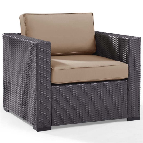 Crosley Biscayne Wicker Patio Arm Chair in Brown and Mocha