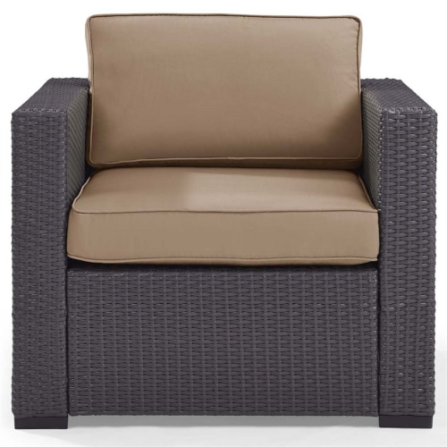 Crosley Biscayne Wicker Patio Arm Chair in Brown and Mocha