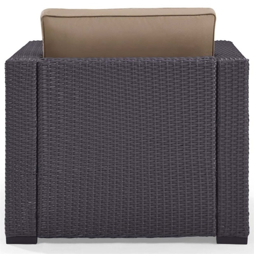 Crosley Biscayne Wicker Patio Arm Chair in Brown and Mocha