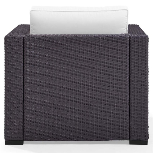 Crosley Biscayne Wicker Patio Arm Chair in Brown and White
