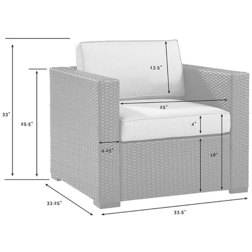 Crosley Biscayne Wicker Patio Arm Chair in Brown and White