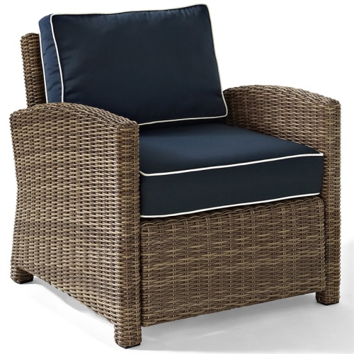PEMBERLY ROW  Wicker Patio Chair In And Navy In Brown