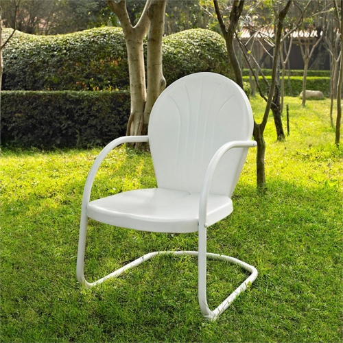 Pemberly Row Metal Chair in White