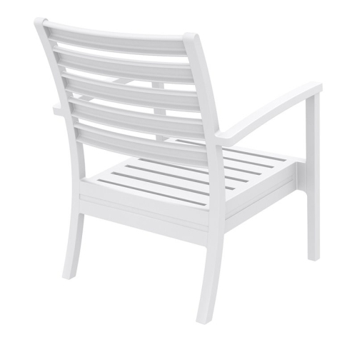 Compamia Artemis XL Club Chair in White with Acrylic Fabric Charcoal Cushions