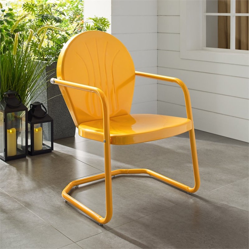 Crosley Griffith Metal Patio Chair in Tangerine