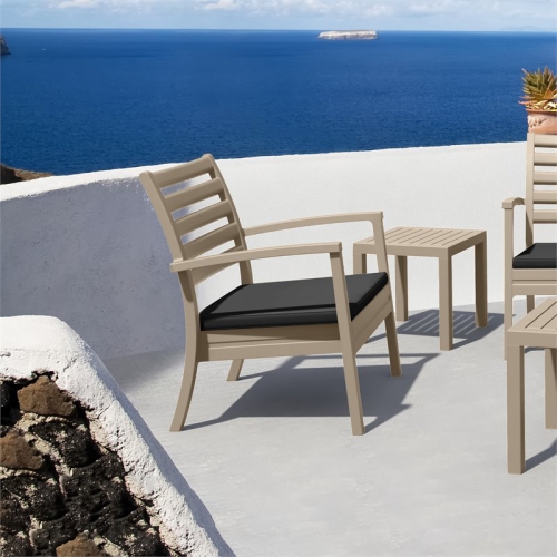 Compamia Artemis XL Club Chair in Taupe with Acrylic Fabric Charcoal Cushions