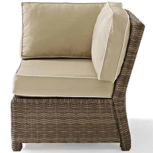 Pemberly Row Wicker Corner Patio Chair in Brown and Sand