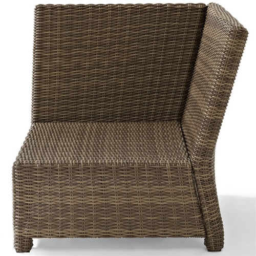 Pemberly Row Wicker Corner Patio Chair in Brown and Sand