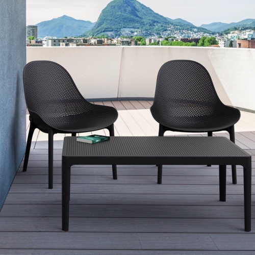 Compamia Sky 3 Piece Patio Conversation Set in Black
