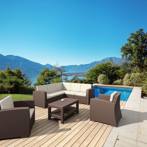 Compamia Monaco Outdoor Club Chair in Brown with Cushion