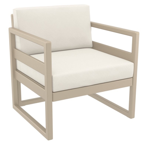 Mykonos Patio Club Chair Taupe with Acrylic Fabric Natural Cushions