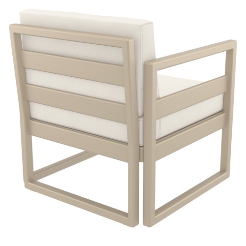 Mykonos Patio Club Chair Taupe with Acrylic Fabric Natural Cushions