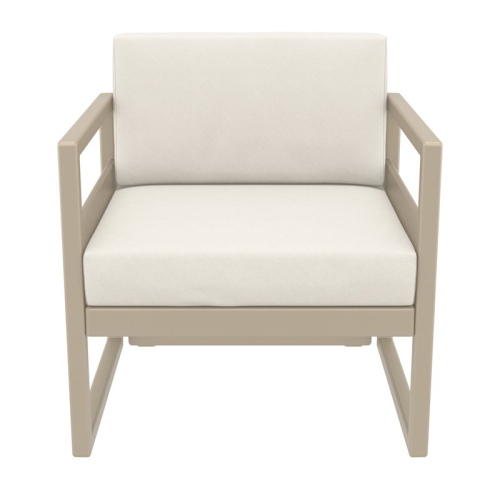 Mykonos Patio Club Chair Taupe with Acrylic Fabric Natural Cushions