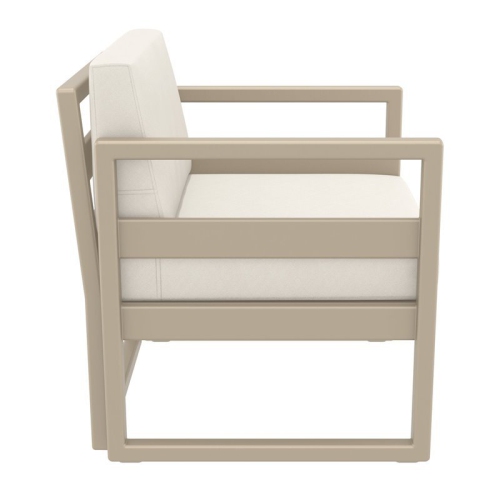 Mykonos Patio Club Chair Taupe with Acrylic Fabric Natural Cushions