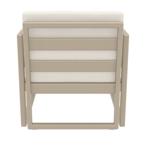Mykonos Patio Club Chair Taupe with Acrylic Fabric Natural Cushions