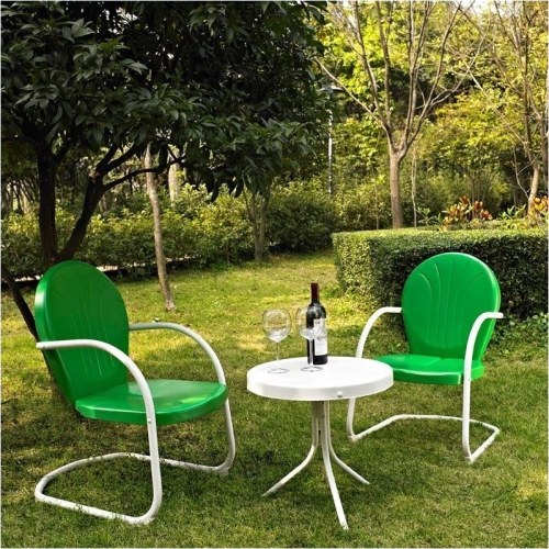PEMBERLY ROW  3 Metal Outdoor Seating Set In Grasshopper In Green