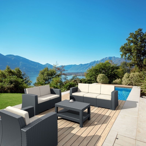 Compamia Monaco Outdoor Club Chair in Dark Gray with Cushion