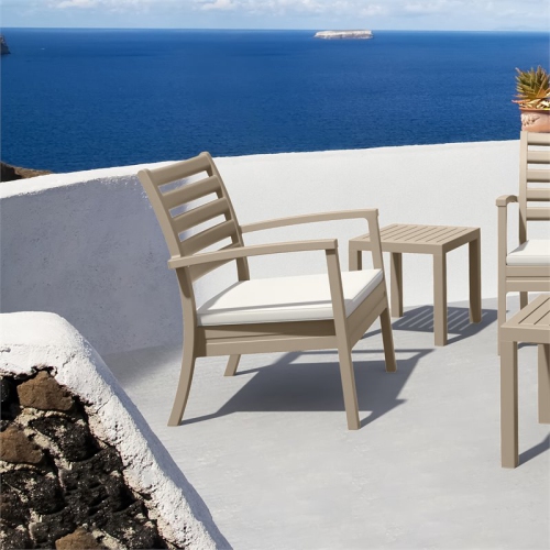 Compamia Artemis XL Club Chair in Taupe with Acrylic Fabric Natural Cushions