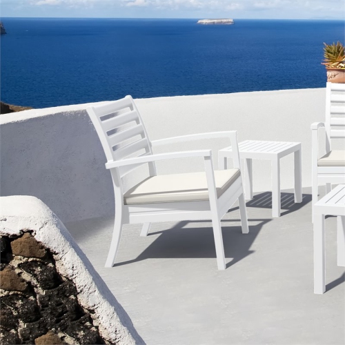 Compamia Artemis XL Club Chair in White with Acrylic Fabric Natural Cushions