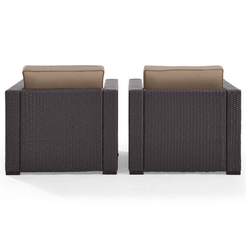 Pemberly Row Wicker Patio Arm Chair in Brown and Mocha