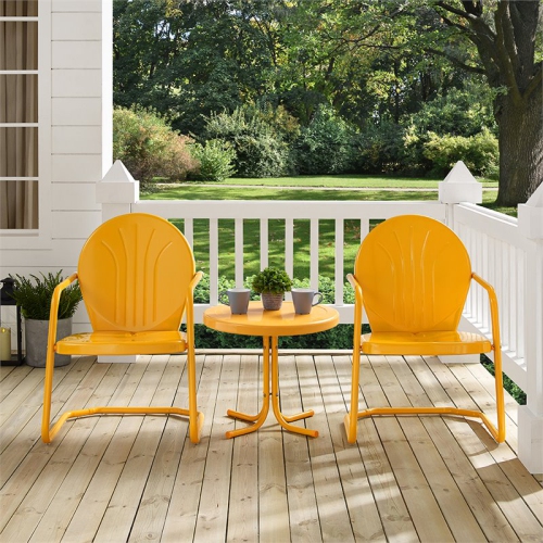 Crosley Griffith 3 Piece Metal Patio Conversation Set in Tangerine