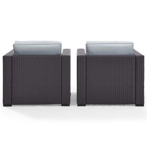 Pemberly Row Wicker Patio Arm Chair in Brown and Mist