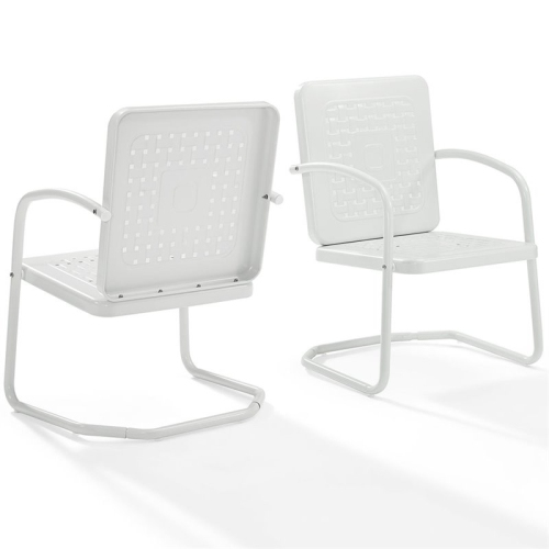 Pemberly Row Metal Patio Chair in White