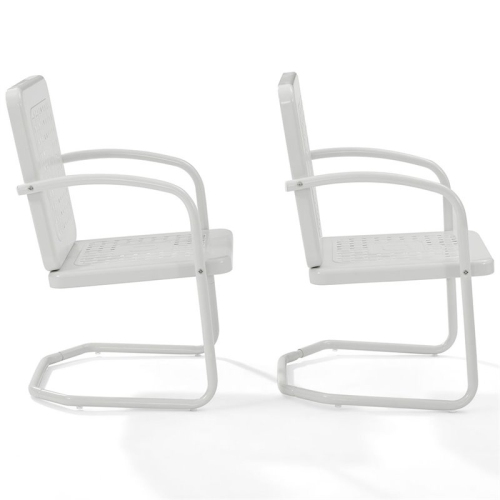 Pemberly Row Metal Patio Chair in White