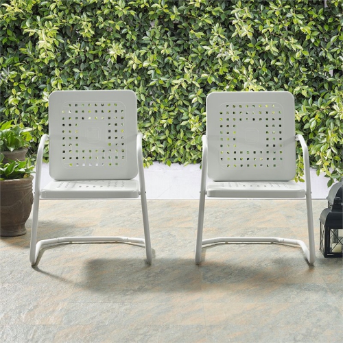 Pemberly Row Metal Patio Chair in White
