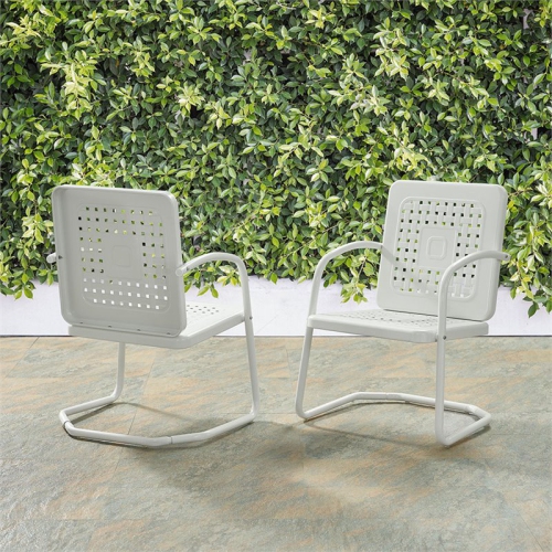 Pemberly Row Metal Patio Chair in White
