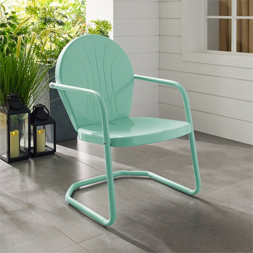 Crosley Griffith Metal Patio Chair in Aqua