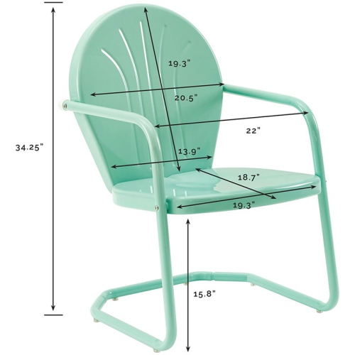 Crosley Griffith Metal Patio Chair in Aqua