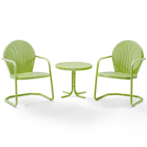Crosley Griffith 3 Piece Metal Patio Conversation Set in Key Lime