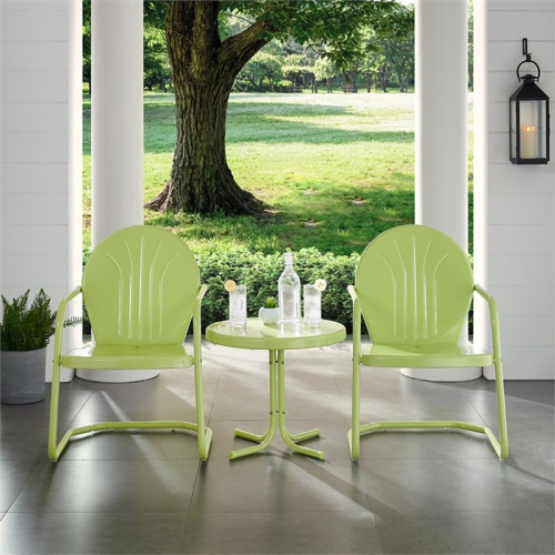 Crosley Griffith 3 Piece Metal Patio Conversation Set in Key Lime
