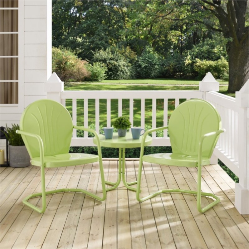 Crosley Griffith 3 Piece Metal Patio Conversation Set in Key Lime