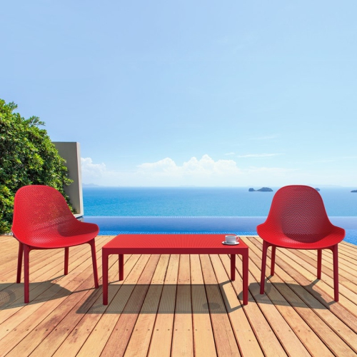 COMPAMIA  Sky 3 Piece Patio Conversation Set In In Red