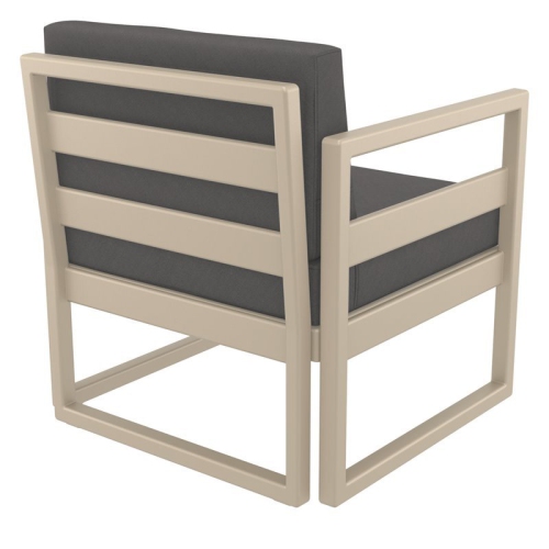Mykonos Patio Club Chair Taupe with Acrylic Fabric Charcoal Cushions