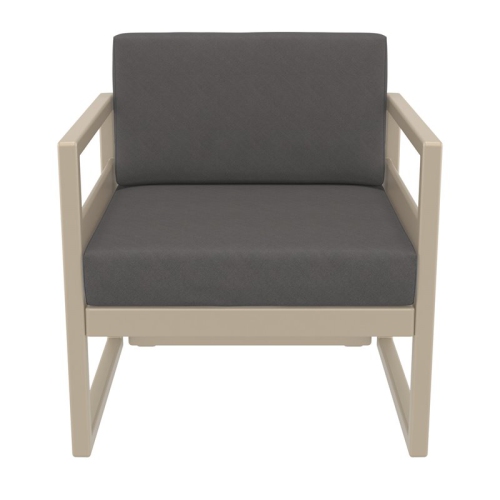 Mykonos Patio Club Chair Taupe with Acrylic Fabric Charcoal Cushions