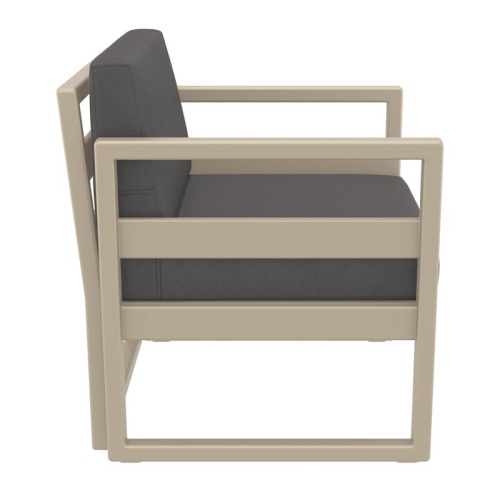 Mykonos Patio Club Chair Taupe with Acrylic Fabric Charcoal Cushions