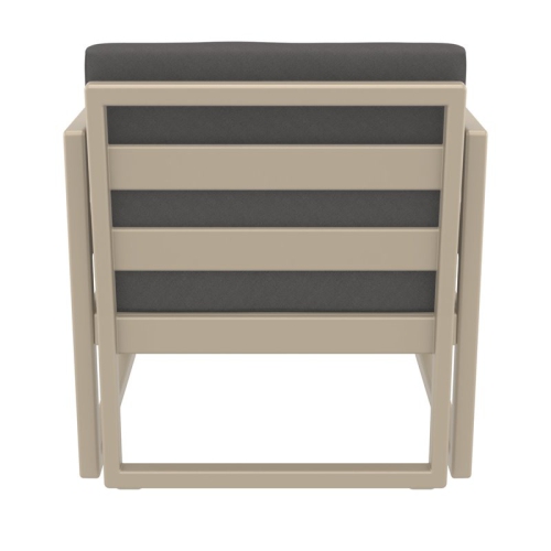 Mykonos Patio Club Chair Taupe with Acrylic Fabric Charcoal Cushions