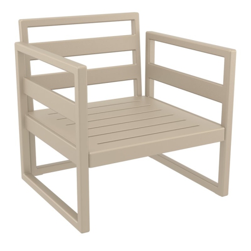 Mykonos Patio Club Chair Taupe with Acrylic Fabric Charcoal Cushions